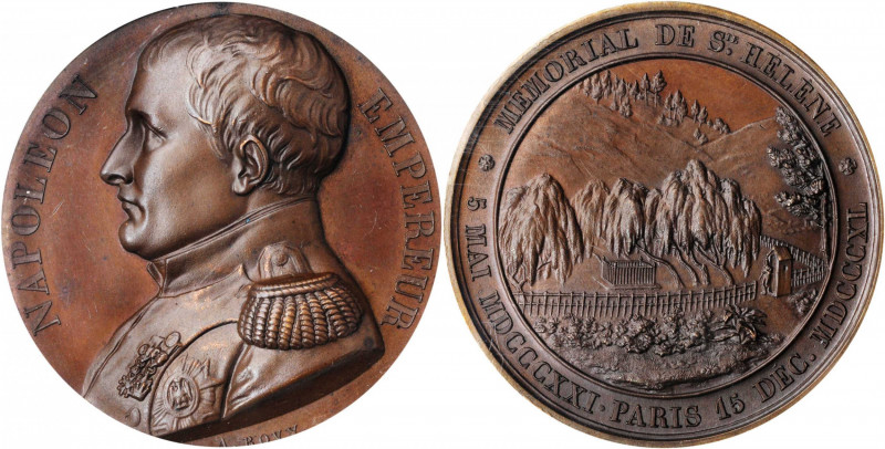 FRANCE. Napoleon's Tomb at St. Helena Bronze Medal, 1840. PCGS SPECIMEN-65 Gold ...