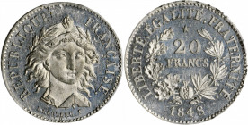 FRANCE. White Metal 20 Francs Essai (Pattern), 1848. Paris Mint. PCGS SPECIMEN-64 Gold Shield.

Maz-1253a. Struck in tin. Single finest certified by P...