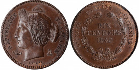 FRANCE. Bronze 10 Centimes Piefort Essai (Pattern), 1848. Paris Mint. NGC MS-63 Brown.

cf.Maz-1353. Piefort variety. A sharply struck Pattern with da...