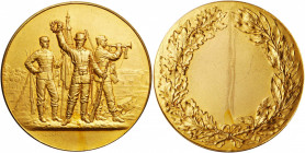 FRANCE. Gilt Bronze Military Victory Medal. UNCIRCULATED.

Diameter: 50.4 mm; Weight: 57.83 gms. By Arthus Bertrand & Beranger. Obverse: Three French ...