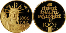 FRANCE. 100 Francs, 1986. Paris Mint. PCGS PROOF-66 Deep Cameo Gold Shield.

Fr-602; KM-960b; Gad-901. Mintage: 17,000. A brilliant Proof with hard mi...