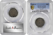 FRENCH GUIANA. 10 Centimes, 1846-A. Paris Mint. PCGS AU-58 Gold Shield.

KM-A2; Lec-32. A boldly struck and pleasing example of the type, with dark gr...