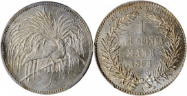 GERMAN NEW GUINEA. Mark, 1894-A. Berlin Mint. Wilhelm II. PCGS MS-63.

KM-5; J-705. A brightly lustrous and largely untoned Mark, with sharp strike de...