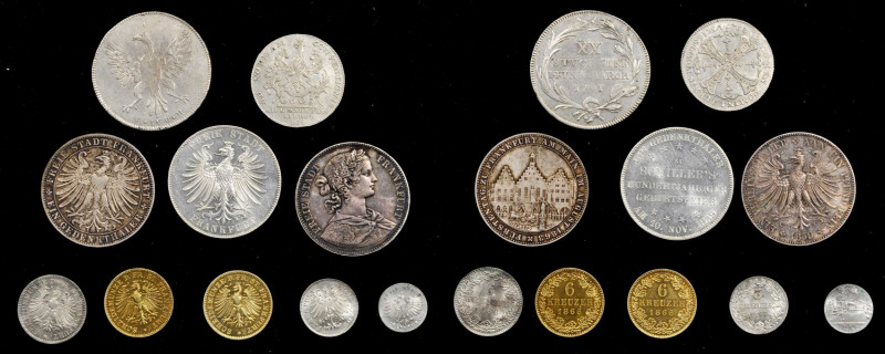 GERMANY. Frankfurt. Group of Mixed Denominations (10 Pieces), 1763-1866. Grade R...