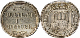 GERMANY. Heilbronn. Silver Ducat Pattern, 1717. PCGS SPECIMEN-62 Gold Shield.

KM-Pn1. Struck on the 200th Anniversary of the Reformation. A sharply s...