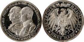 GERMANY. Mecklenburg-Schwerin. 3 Mark, 1915-A. Berlin Mint. PCGS PROOF-64 Cameo Gold Shield.

Dav-731; KM-341; J-89. Commemorative of 100 Years as Gra...