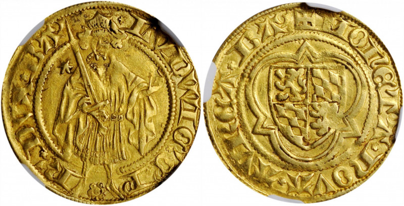 GERMANY. Pfalz. Goldgulden, ND (1427-28). Bacharach Mint. Ludwig III. NGC AU-55....