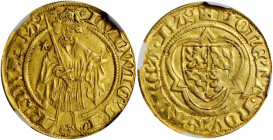GERMANY. Pfalz. Goldgulden, ND (1427-28). Bacharach Mint. Ludwig III. NGC AU-55.

Fr-1976. Obverse: the elector stands, with a star to his left and a ...