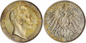 GERMANY. Prussia. 2 Mark, 1912-A. Berlin Mint. Wilhelm II. PCGS PROOF-64.

KM-522; J-102. The single finest certified by PCGS. An attractive Proof wit...