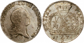 GERMANY. Saxony. 2/3 Taler, 1774-EDC. Dresden Mint. Friedrich August III. PCGS AU-55 Gold Shield.

KM-991. An evenly worn and pleasing coin, with lust...