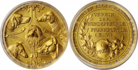 GERMANY. Frankfurt. Canine Expo Gilt Bronze Medal, 1900. PCGS SPECIMEN-67 Gold Shield.

Diameter: 45 mm. Award Medal for the exhibition of dogs of all...
