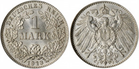GERMANY. Mark, 1913-J. Hamburg Mint. ANACS MS-63.

KM-14. A largely untoned Mark with full satiny luster and sharp strike detail.

Estimate: $250.00-$...