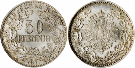 GERMANY. 50 Pfennig, 1877-B. Hannover Mint. Wilhelm I. ANACS MS-65.

KM-6. An attractive and fully lustrous coin with needle sharp design detail and s...