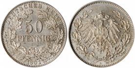 GERMANY. 50 Pfennig, 1901-A. Berlin Mint. ANACS AU-58.

KM-15. A wholesome, barely circulated coin with full luster, struck on a slightly streaked pla...