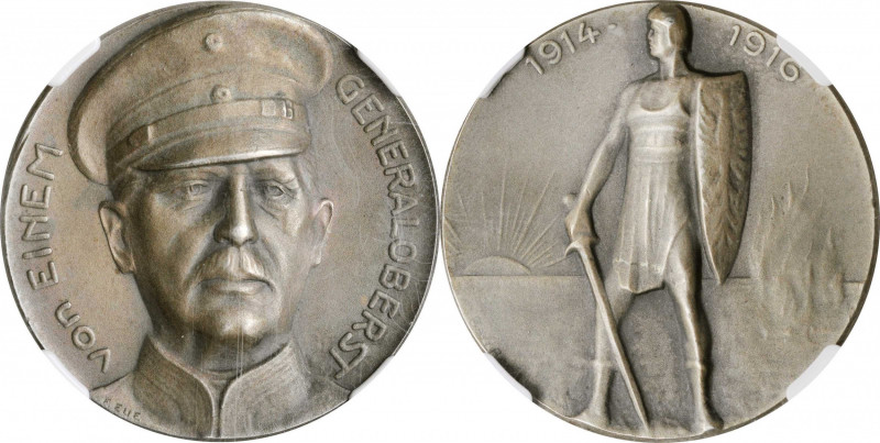 GERMANY. Colonel General Karl von Einem Silver Medal, "1916". NGC MS-62 Gold Shi...