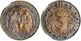 GERMANY. 3 Mark, 1927-A. Berlin Mint. NGC PROOF-65.

KM-52; J-327. Commemorative of the 1000th Anniversary of Nordhausen. This gorgeous example of the...
