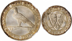 GERMANY. 3 Mark, 1930-D. Munich Mint. NGC MS-64.

KM-70; J-345. Liberation of the Rhineland. A sharply struck coin with satiny luster and russet tonin...