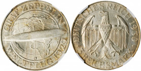 GERMANY. 3 Mark, 1930-J. Hamburg Mint. NGC MS-64.

KM-67; J-342. A boldly struck coin with sharp cartwheel luster and lightly mottled gray to almond t...