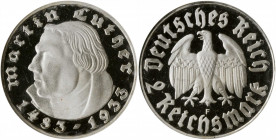 GERMANY. 2 Mark, 1933-F. Stuttgart Mint. NGC PROOF-66.

KM-79. A commemorative marking the 450th Anniversary of the birth of Martin Luther. A flashy P...