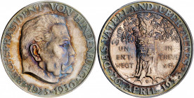 GERMANY. Von Hindenburg Silver Medal, 1930. PCGS SPECIMEN-66 Gold Shield.

Obverse: Bust facing right, REICHSPRASIDENT VON HINDENBURG 1925-1930 around...