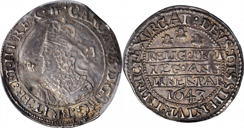 GREAT BRITAIN. 6 Pence, 1643. Oxford Mint. Charles I. PCGS Genuine--Bent, EF Det...