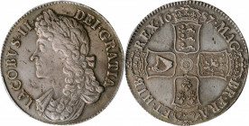 GREAT BRITAIN. Crown, 1687 Year TERTIO. James II. PCGS Genuine--Cleaned, AU Details Gold Shield.

S-3407; KM-463. A well struck Crown with even gray t...