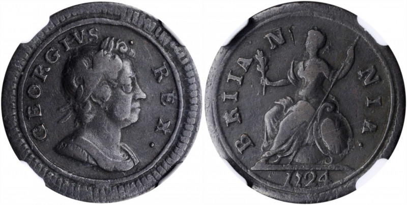 GREAT BRITAIN. Farthing (1/4 Penny), 1724. London Mint. George I. NGC VF-20.

S-...