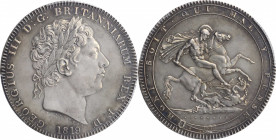 GREAT BRITAIN. Crown, 1819. London Mint. George III. PCGS Genuine--Cleaned, Unc Details Gold Shield.

S-3787; KM-675; ESC-2010. LIX Edge. A sharply st...