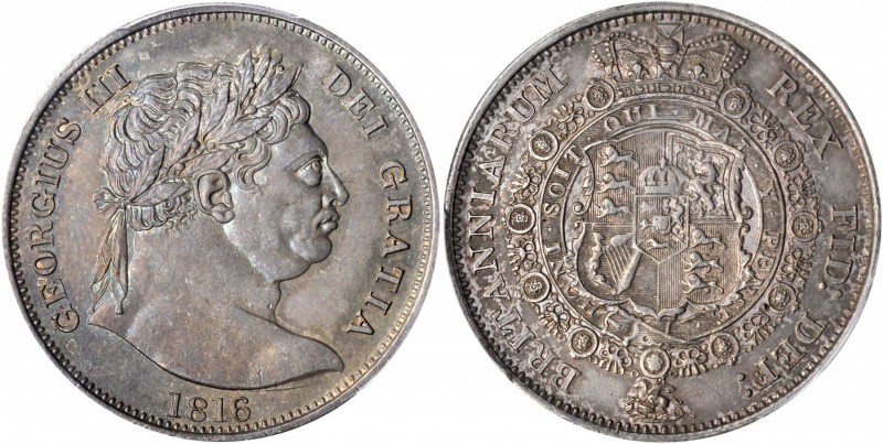 GREAT BRITAIN. 1/2 Crown, 1816. London Mint. George III. PCGS MS-62 Gold Shield....