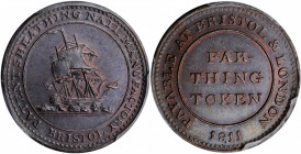 GREAT BRITAIN. Bristol. 1/4 Penny Token, 1811. George III. PCGS MS-63 Brown Gold Shield.

Withers-490; Davis-119. 'Patent Sheathing Nail Manufactory'....