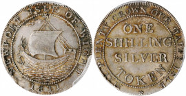 GREAT BRITAIN. Hampshire. Silver Shilling Token, 1811. PCGS AU-55 Gold Shield.

Dalton-25. Issue of Newport, Isle of Wight, with sailing ship obverse....