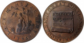 GREAT BRITAIN. Middlesex. Moore's Copper 1/2 Penny Token, 1795. George III. PCGS MS-63 Brown Gold Shield.

D&H-389. 'Lace Manufactory'. A sharply deta...
