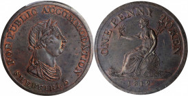 GREAT BRITAIN. Yorkshire-Sheffield. Copper Penny Token, 1812. George III. PCGS MS-62 Brown Gold Shield.

Withers-1070; Davis-120. 'For Public Accommod...