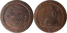 GREAT BRITAIN. Yorkshire-Sheffield. Copper Penny Token, 1813. George III. PCGS MS-62 Brown Gold Shield.

Withers-976; Davis-138. 'S. Hobson and Son'. ...