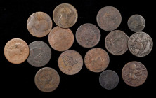 GREAT BRITAIN. Copper Minors and Tokens (15 Pieces), 18th Century. Grade Range: VERY GOOD to VERY FINE.

A group of fractional Farthing to 1/2 Penny T...