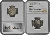 GREAT BRITAIN. Shilling, 1824. London Mint. George IV. NGC MS-65.

S-3811; KM-687. A handsome Gem with very sharp strike detail, blazing full luster, ...