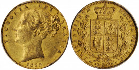 GREAT BRITAIN. Sovereign, 1869. London Mint. Victoria. PCGS AU-53 Gold Shield.

S-3853; Fr-387i; KM-736.2. Die # 44. A lustrous specimen for the grade...