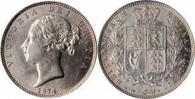 GREAT BRITAIN. 1/2 Crown, 1874. London Mint. Victoria. PCGS AU-58 Gold Shield.

S-3889; KM-756. A well struck coin with abundant luster in the fields,...