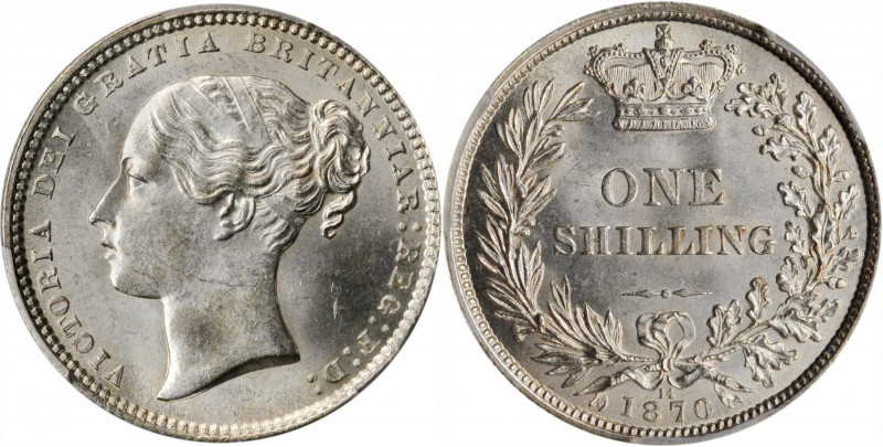GREAT BRITAIN. Shilling, 1870. London Mint. Victoria. PCGS MS-63 Gold Shield.

S...