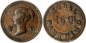 GREAT BRITAIN. 1/16 Farthing Token, ND (1848). London Mint. Victoria. PCGS AU-53 Gold Shield.

A model coin of Victoria, part of a set dated 1848-49. ...