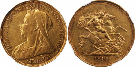 GREAT BRITAIN. 5 Pounds, 1893. Victoria. NGC AU Details--Reverse Scratch, Cleaned.

Fr-394; S-3872; KM-787. An always popular issue, this boldly struc...