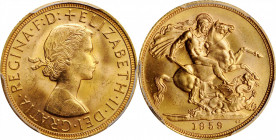 GREAT BRITAIN. Sovereign, 1959. London Mint. PCGS MS-64 Gold Shield.

S-4125; Fr-417; KM-908. An attractive Sovereign with full satiny luster.

From t...