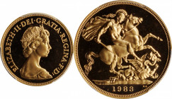 GREAT BRITAIN. Sovereign, 1983. Llantrisant Mint. PCGS PROOF-68 Deep Cameo Gold Shield.

S-4204; Fr-418; KM-919. An attractive Proof with hard mirrore...