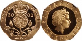 GREAT BRITAIN. Gold 20 Pence, 2002. Llantrisant Mint. NGC PROOF-69 Ultra Cameo.

KM-990b. An attractive Proof with hard mirrored fields and frosted ca...