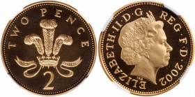 GREAT BRITAIN. Gold 2 Pence, 2002. Llantrisant Mint. NGC PROOF-68 Ultra Cameo.

KM-899a. An attractive Proof with hard mirrored fields and frosted cam...