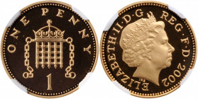 GREAT BRITAIN. Gold Penny, 2002. Llantrisant Mint. NGC PROOF-69 Ultra Cameo.

KM-898a. An attractive Proof with hard mirrored fields and frosted cameo...