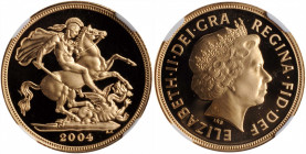 GREAT BRITAIN. Sovereign, 2004. Llantrisant Mint. NGC PROOF-69 Ultra Cameo.

Fr-454; S-SC4.  An attractive Proof with hard mirrored fields and frosted...