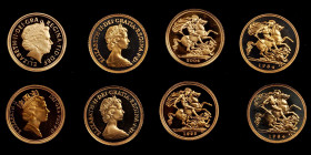 GREAT BRITAIN. 1/2 Sovereign Quartet (4 Pieces), 1984-2004. Llantrisant Mint. Grade Range: PROOF UNCIRCULATED.

Coins with three distinct obverse bust...