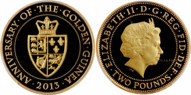 GREAT BRITAIN. 2 Pounds, 2013. Llantrisant Mint. PCGS PROOF-69 Deep Cameo Gold Shield.

S-K30. Golden Guinea Anniversary. A brilliant Proof with hard ...