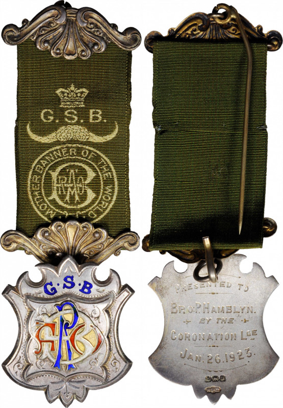 GREAT BRITAIN. Royal Antediluvian Order of Buffaloes Badge, Issued 1923. EXTREME...